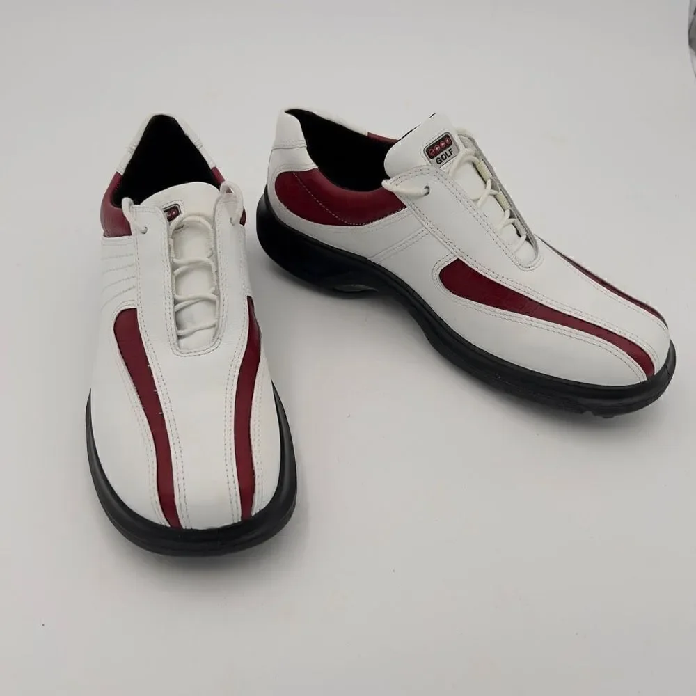 ECCO Receptor White Leather Red Strip Receptor Golf Shoes Womens Size 42 11/11.5